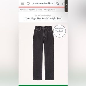 Abercrombie & Fitch The Ankle Straight Ultra High Rise Jeans in Black